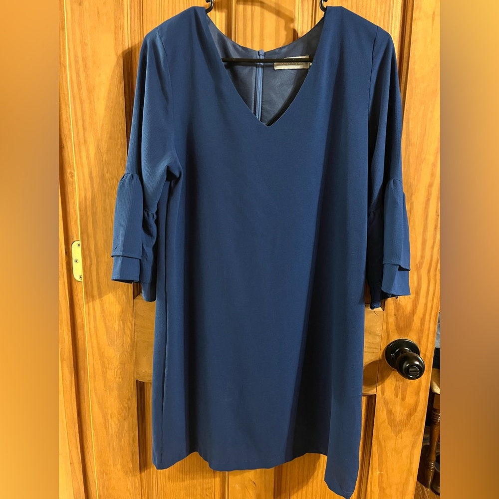 Women’s Blue V-neck Mini dress with Layered Bell Sleeves   Size Medium